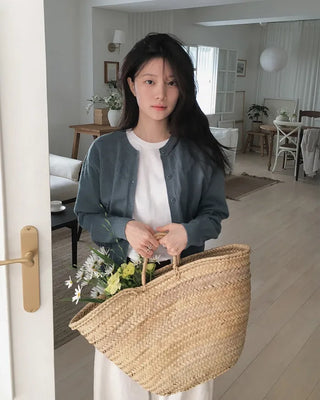 Shoulder vintage pattern cardigan