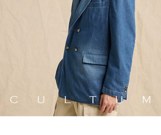 [CULTUM] Lyocell Denim Double-Breasted Blazer