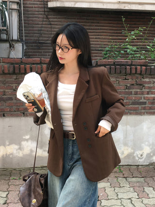 Suede button jacket