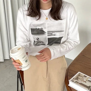Surfing print T-shirt