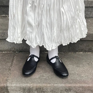 T-strap simple loafers