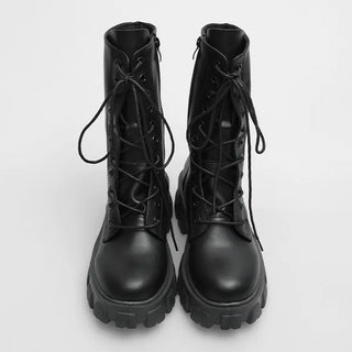 Mid-calf lace-up boots