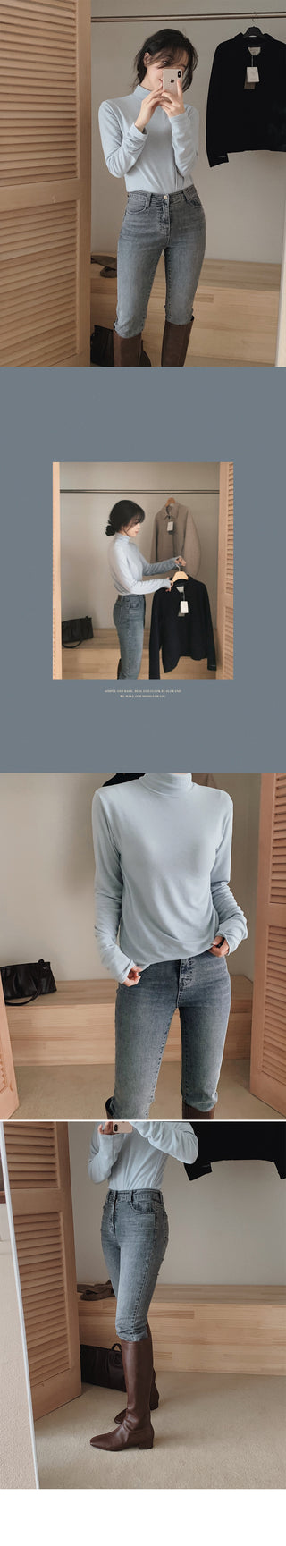 (Over 30,000 sold) Basic Turtleneck T-Shirt - 10 colors