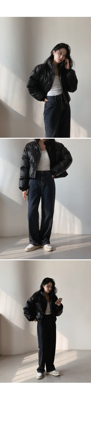 (basic/long) Fleece-lined wide-leg denim pants - 4 sizes