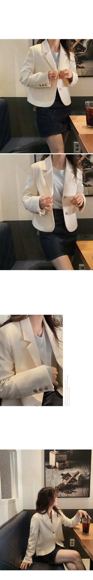 Single-breasted semi-cropped jacket - 4 colors