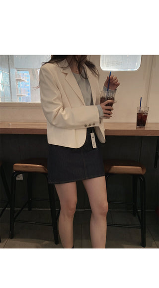 Single-breasted semi-cropped jacket - 4 colors