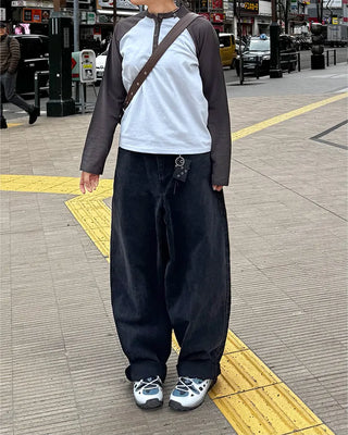 (Unisex) Star Embroidered Balloon Denim Pants