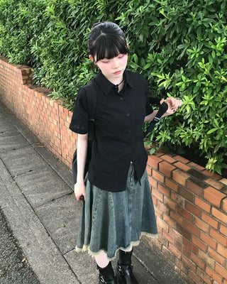 Asymmetrical denim skirt
