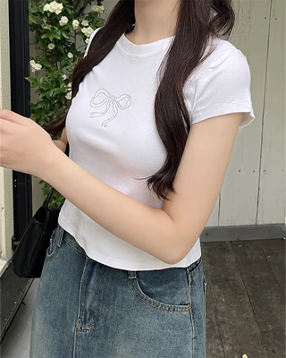Cubic Ribbon Short-Sleeved T-Shirt