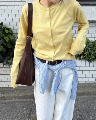 Short crew neck cardigan