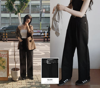[Belt set] (basic/long) Wide pants - 4 sizes