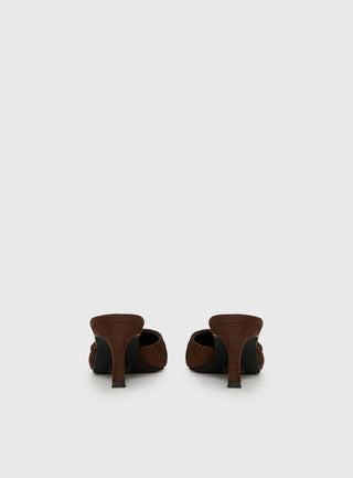 Admiration Pointed Toe Faux Suede Heels Brown