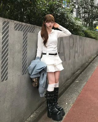 Side-gathered half-open hoodie