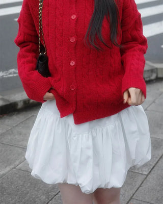 Elastic waist pumpkin mini skirt