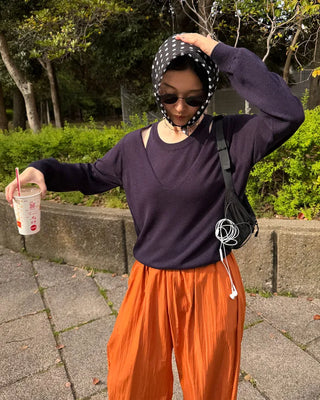 Ice-colored elastic waist pants