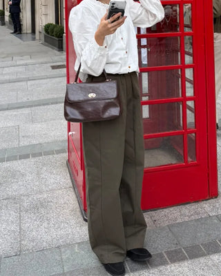 Semi-curved cotton pants
