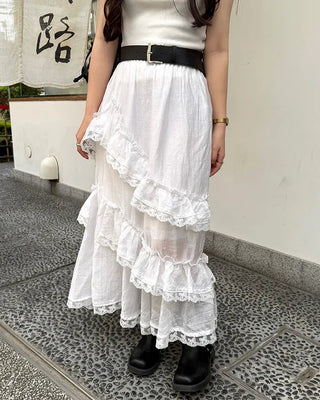 Tiered slit long skirt