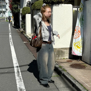 Vintage wide-leg denim pants