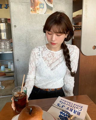 Flower sheer T-shirt