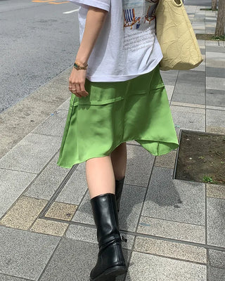 Satin midi skirt