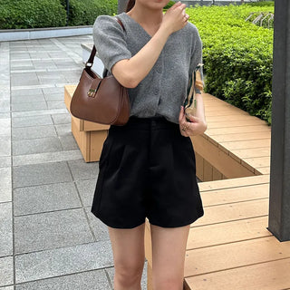 V-neck short-sleeved cardigan