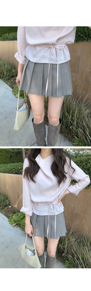 (2 colors) Pleated Mini Skirt