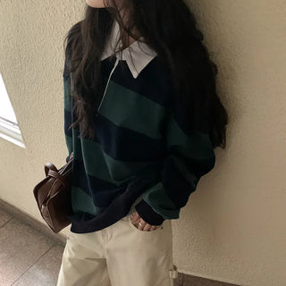 Striped border color sweatshirt
