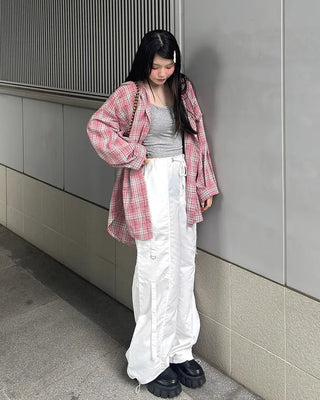 Wide-fit pants with string waistband