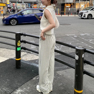 Striped wide-leg pants