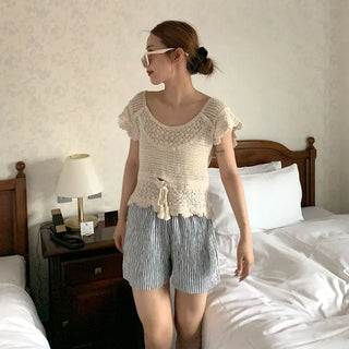 Perforated Short-Sleeve Knit
