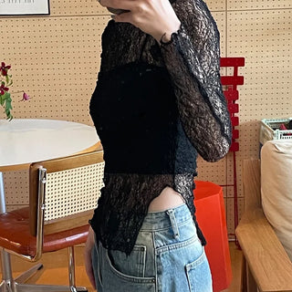 See-through vintage lace knit