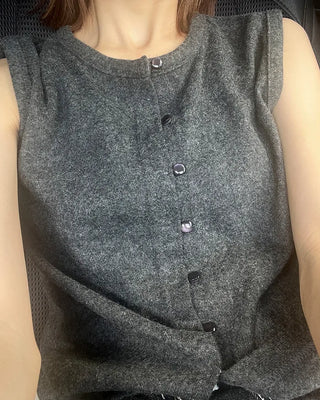 Front button knit vest