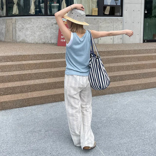 Striped wide-leg pants