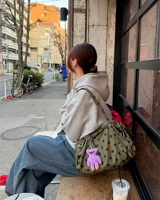 Polka Dot Nylon Shoulder Bag