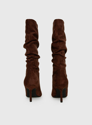 Such A Charmer Faux Suede Scrunch Boot Chocolate