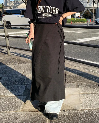 Layered long wrap skirt