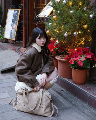 Boa Collar Neck Mouton Jacket