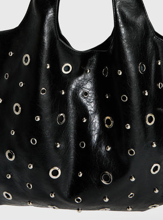 Find Your Love Eyelet Detail Shoulder Bag Black