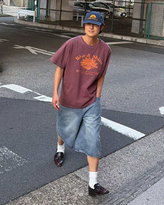 Washed denim Bermuda shorts