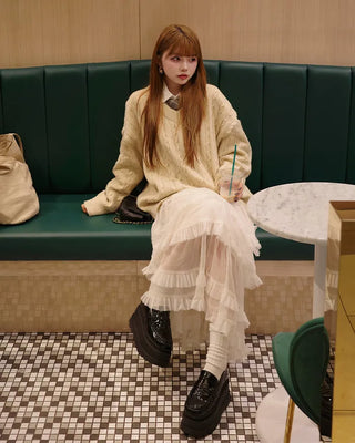 Chiffon tiered long skirt