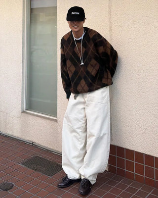 Brushed Argyle Knit