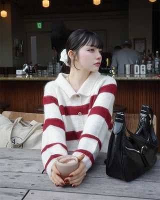 Striped knit cardigan