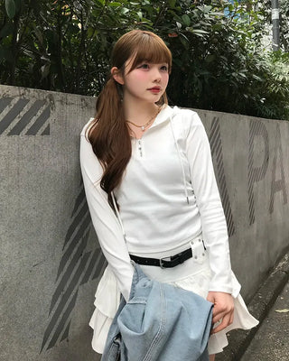 Belted frill can-can mini skirt