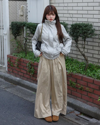 Wide cotton pants with waist belt