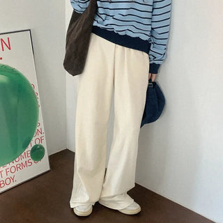 Button wide elastic waist pants