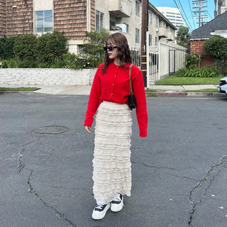 Frilled long skirt