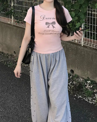 Side-dot wide sweatpants