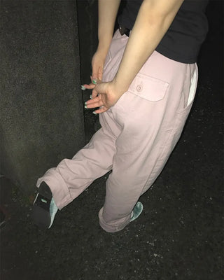 Back flap pocket cotton wide pants