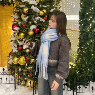 Oversized checkered scarf