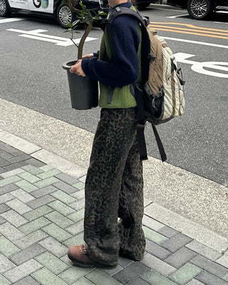 Leopard print cotton pants
